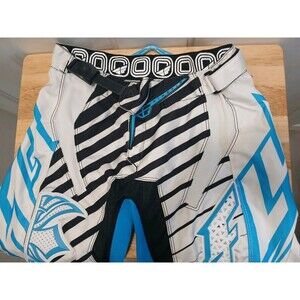 FLY RACING Kinetic Race Pants Size 28 Short Black  White Turquoise Blue